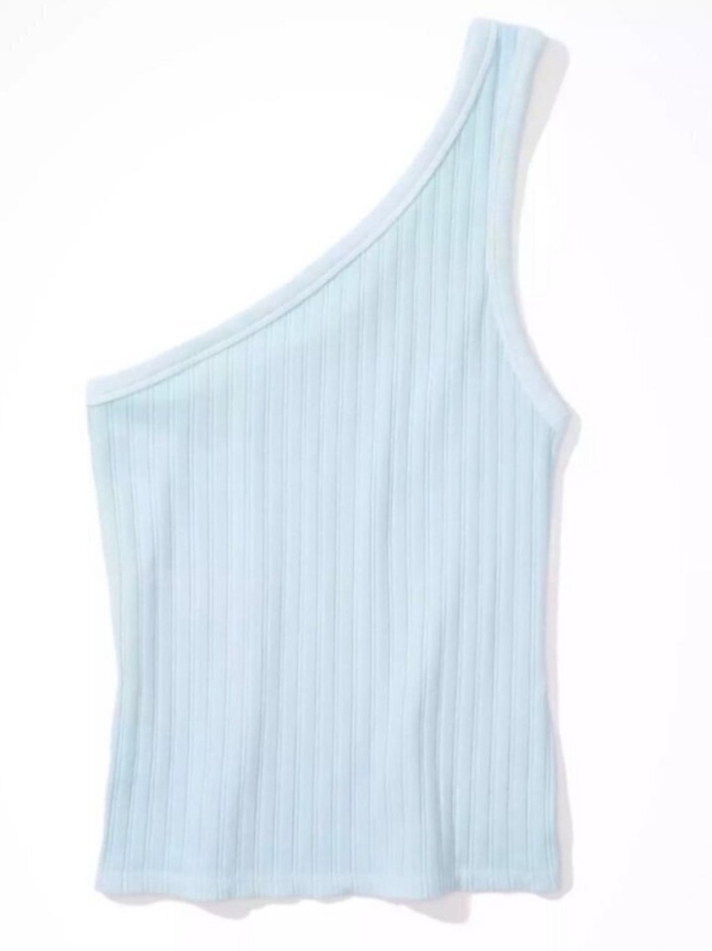 American Eagle Top Size Large Blue Ribbed One Shoulder Asymmetric Garden Party